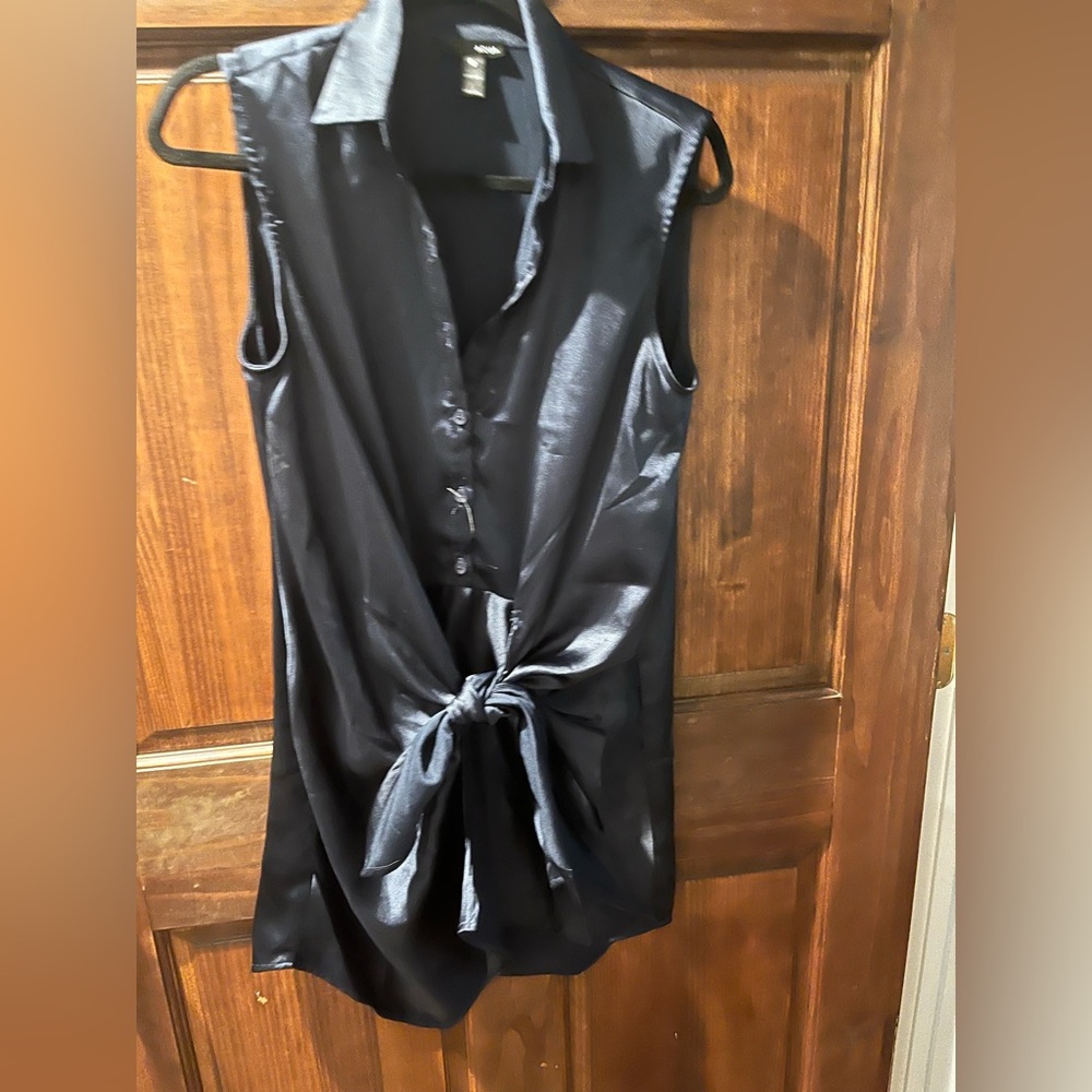 Wrap satin dress. Button too, wrap bottom.